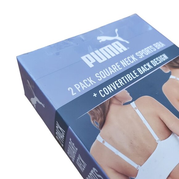 PUMA Lg 2 Pack Seamless Athletic Sports Bra Set Adjustable Drycell Activewear - Picture 11 of 13